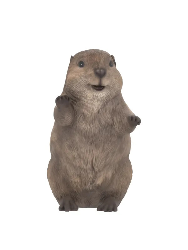 Front render of our brown beaver reconstruction, with one paw raised